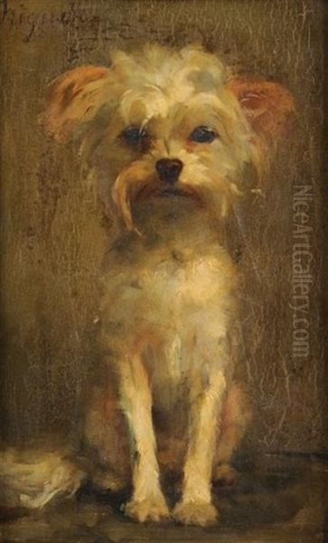 Portrait De La Chienne Friquette Oil Painting by Berthe Burgkan