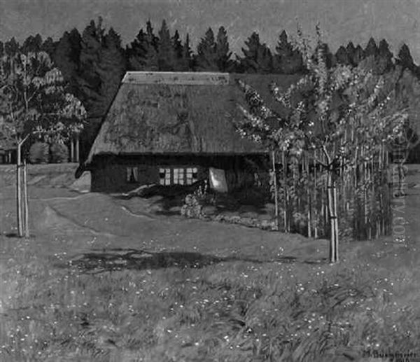 Aargauer Bauernhaus Am Waldrand Oil Painting by Max Burgmeier