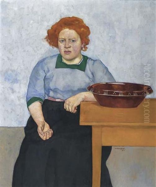 Frau Mit Schussel Oil Painting by Max-Alfred Buri