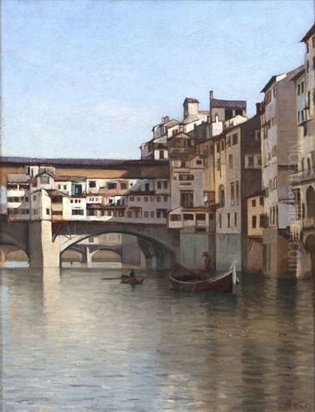 Ponte De Vecchio, Florence Oil Painting by Augustus Nicholas Burke