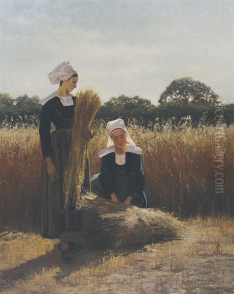 Breton Reapers Oil Painting by Augustus Nicholas Burke