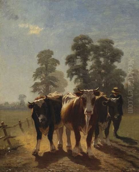 Cattle Driver Oil Painting by Augustus Nicholas Burke