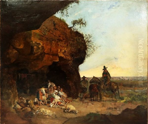 Schafschur Oil Painting by Heinrich Buerkel