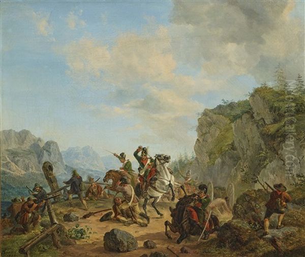 Scene Of The Tyrolean Rebellion Oil Painting by Heinrich Buerkel