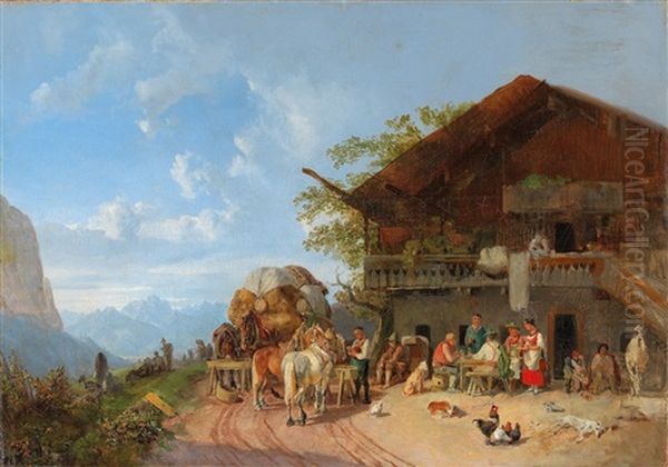 Einkehr Oil Painting by Heinrich Buerkel