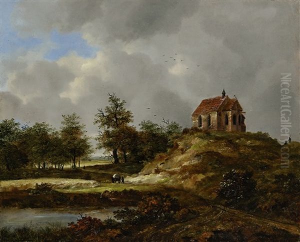 Kirche Auf Einem Hugel Oil Painting by Heinrich Buerkel