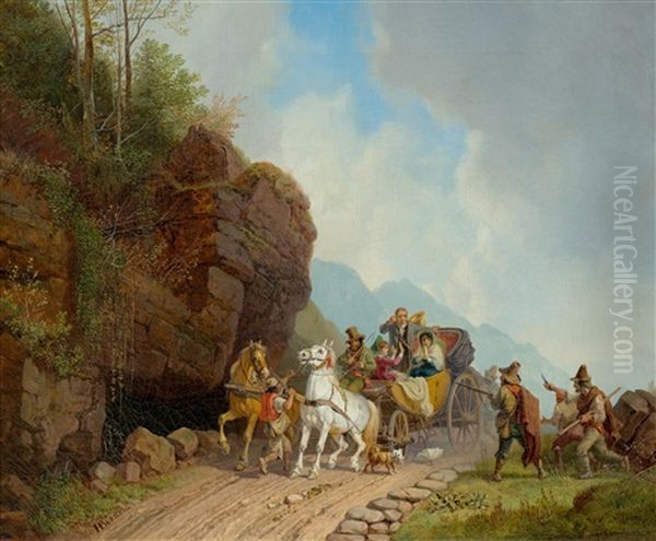 The Coach Ambush Oil Painting by Heinrich Buerkel