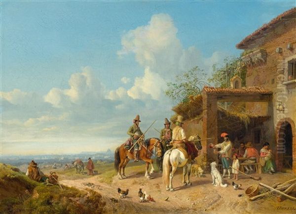 Osteria Bei Rom Oil Painting by Heinrich Buerkel