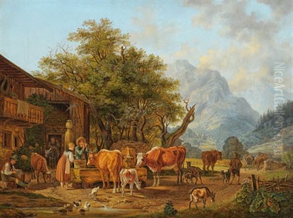 Landliche Szene Oil Painting by Heinrich Buerkel