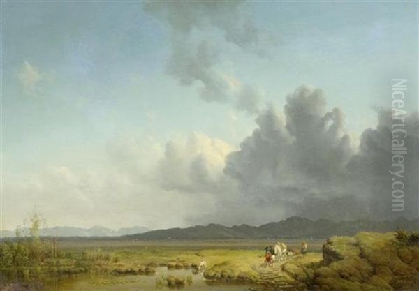 Aufziehendes Gewitter Oil Painting by Heinrich Buerkel