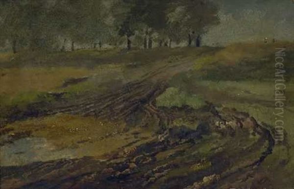 Feldweg Oil Painting by Heinrich Buerkel