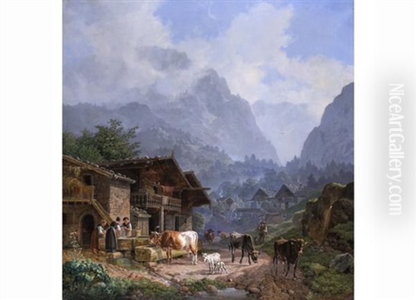 Abendfrieden Oil Painting by Heinrich Buerkel