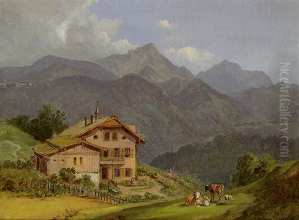 Bei Berchtesgaden Oil Painting by Heinrich Buerkel