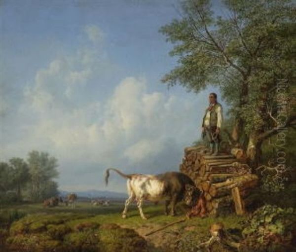 Stier Und Bauer Oil Painting by Heinrich Buerkel