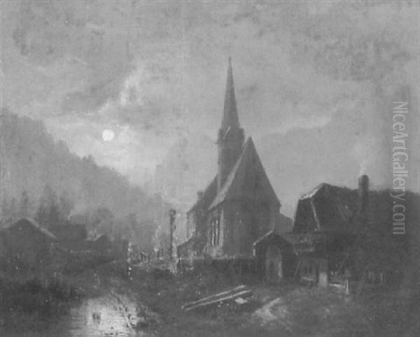 Kirche In Der Ramsau Oil Painting by Heinrich Buerkel