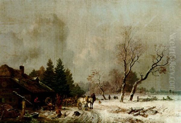 Return From The Hunt Oil Painting by Heinrich Buerkel