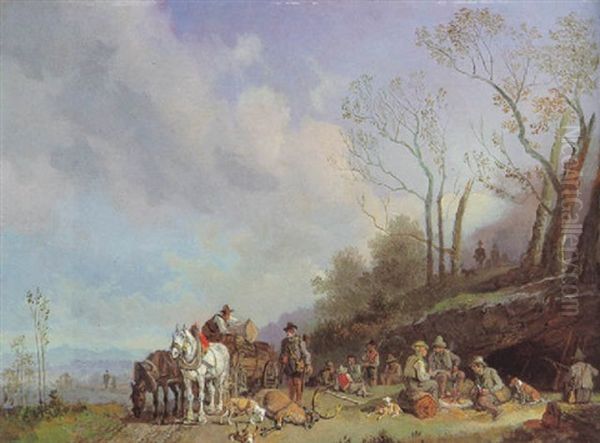 Jagdgesellschaft Oil Painting by Heinrich Buerkel