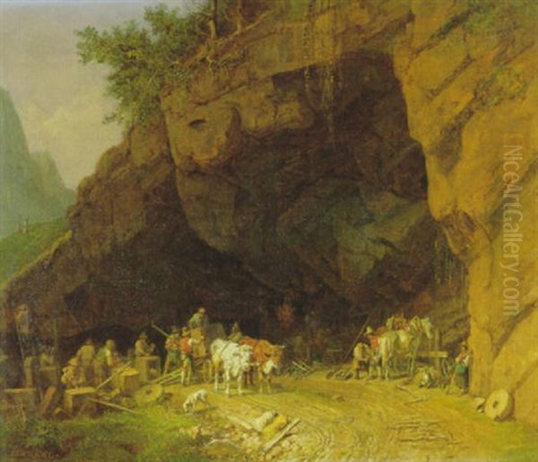 Die Feldschmiede Oil Painting by Heinrich Buerkel