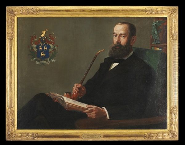 Portrait Of Arnold Green, Esquire, In His Study Oil Painting by Sydney Richmond Burleigh