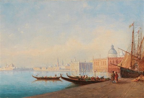 Venice At Night And Gondolas Before The Piazzetta by Natalie Curtis Burlin