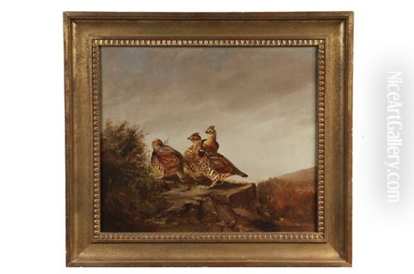 Three Grouse Oil Painting by Gilbert Burling