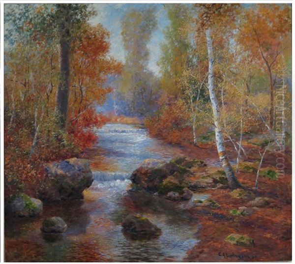 River Landscape Oil Painting by Charles Albert Burlingame