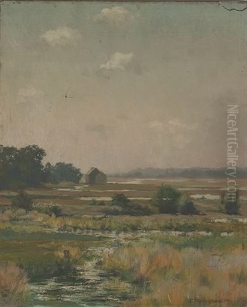 Pastoral Landscape Oil Painting by Charles Albert Burlingame