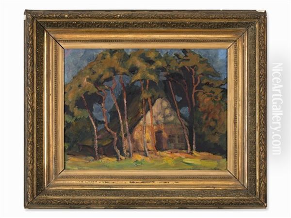 House In The Curonian Spit Oil Painting by Fritz Burmann