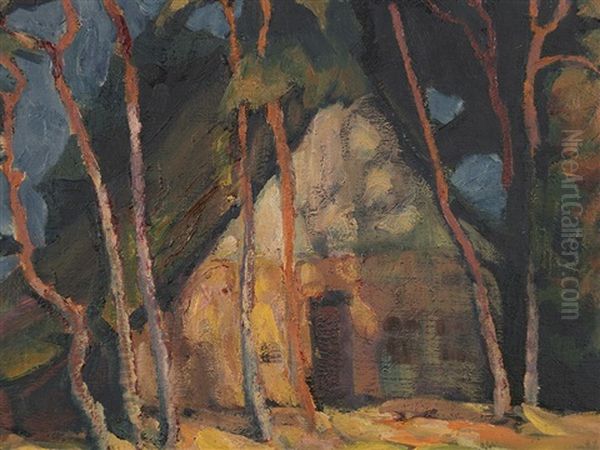 House In The Curonian Spit Oil Painting by Fritz Burmann