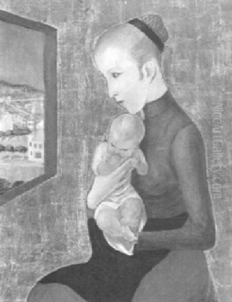 Mother And Child Oil Painting by Fritz Burmann