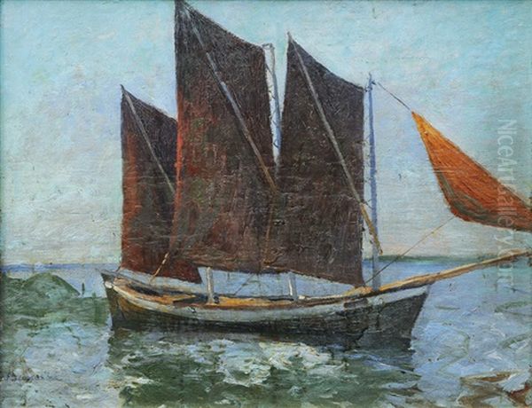 Fishing Boat Oil Painting by Georg Burmester