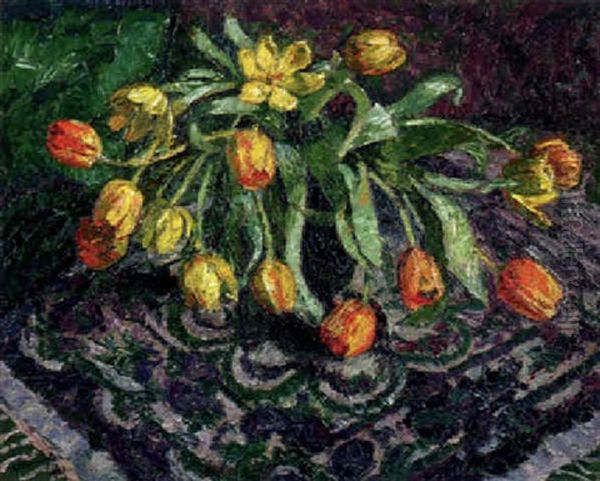 Gelbe Tulpen Oil Painting by Georg Burmester