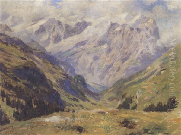 Paysage Alpin Oil Painting by Eugene Burnand