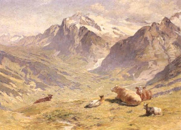 Blick Von Der Kleinen Scheidegg Auf Grindelwald by Eugene Burnand