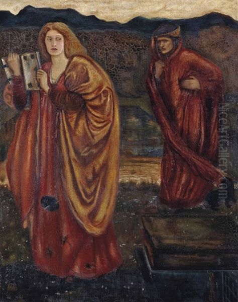 Merlin And Nimue From Le Morte D'arthur Oil Painting by Edward Burne-Jones