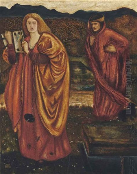 Merlin And Nimue From 'le Mor Te D'arthur' Oil Painting by Edward Burne-Jones