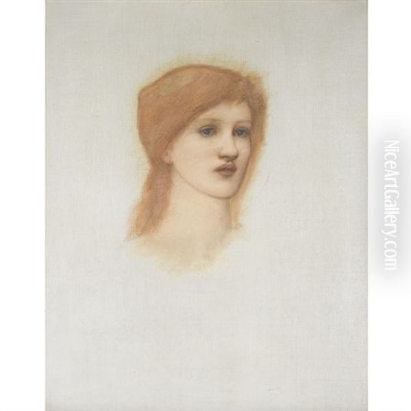 Portrait Of Bessie Keene (for Vespertina Quies, Study) Oil Painting by Edward Burne-Jones