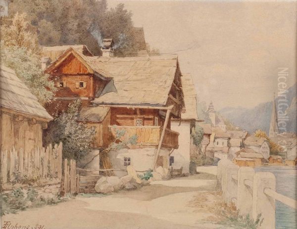 Blick Auf Hallstatt Oil Painting by Theodor Alphons