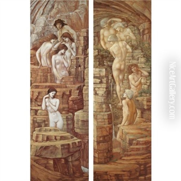 Hill-fairies (pair) Oil Painting by Edward Burne-Jones