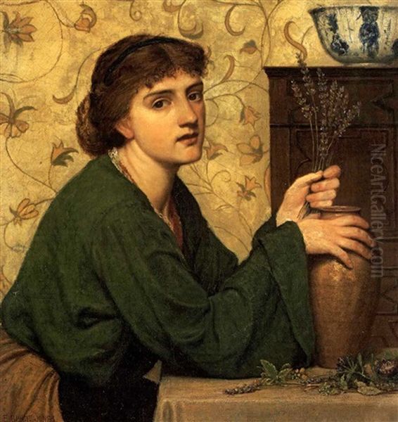 Dame An Einem Tisch Sitzend Oil Painting by Edward Burne-Jones