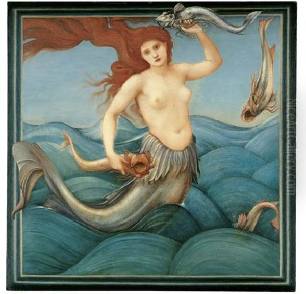 A Sea-nymph Oil Painting by Edward Burne-Jones