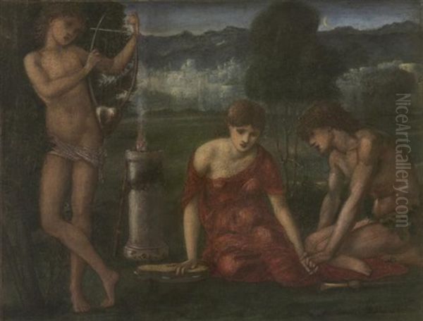 A Sacrifice To Hymen Oil Painting by Edward Burne-Jones