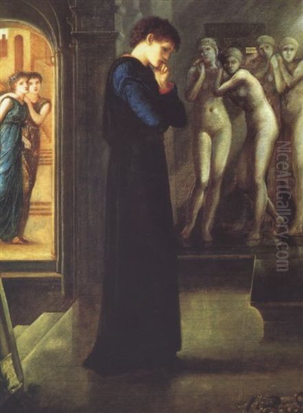 The Pygmalion Series: The Hearth Desires & The  Hand Refrains & The Godhead Fires & The Soul Attains Oil Painting by Edward Burne-Jones