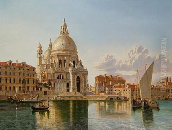 A View Of Santa Maria Della Salute, Venice Oil Painting by William H. Burnett