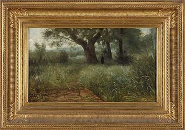 Spazierganger In Verwildertem Park Oil Painting by Karl Peter Burnitz