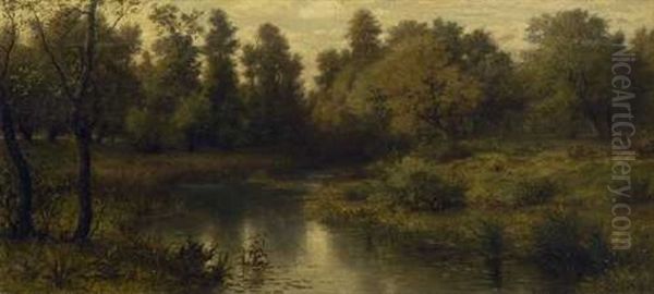 Waldteich Oil Painting by Karl Peter Burnitz