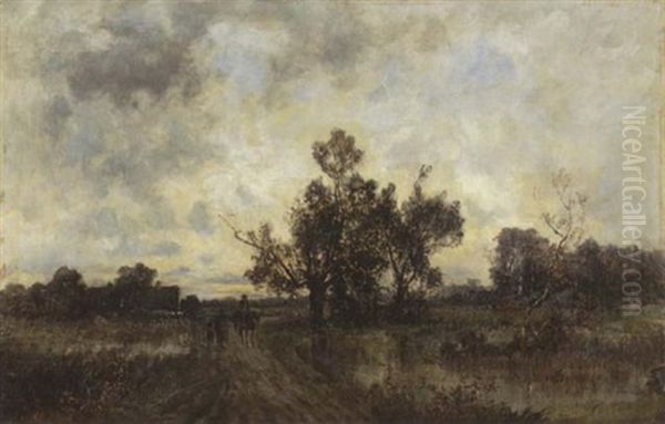 Moorlandschaft Mit Wandernder Bauernfamilie Oil Painting by Karl Peter Burnitz