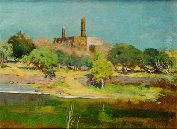 River Landscape With A Ruin Of A Mosque by Cecil Leonard Burns