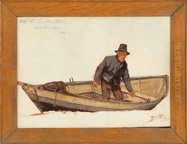 Fisherman In A Dory Oil Painting by Milton James Burns