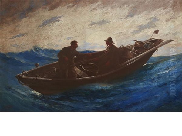 Fishing On The Grand Banks Oil Painting by Milton James Burns